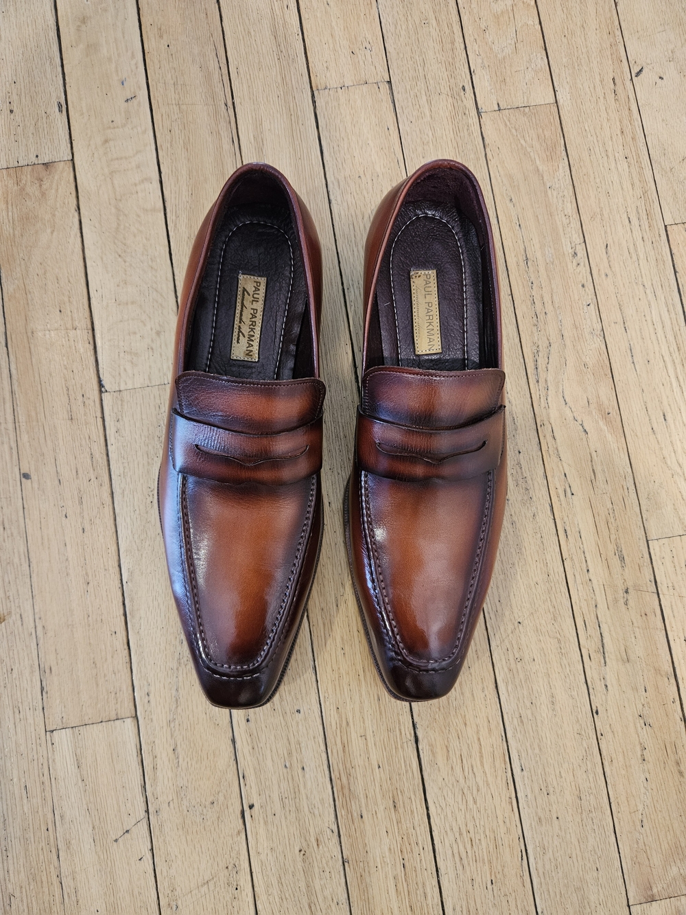 Paul Parkman Men’s Brown Leather Penny Loafers